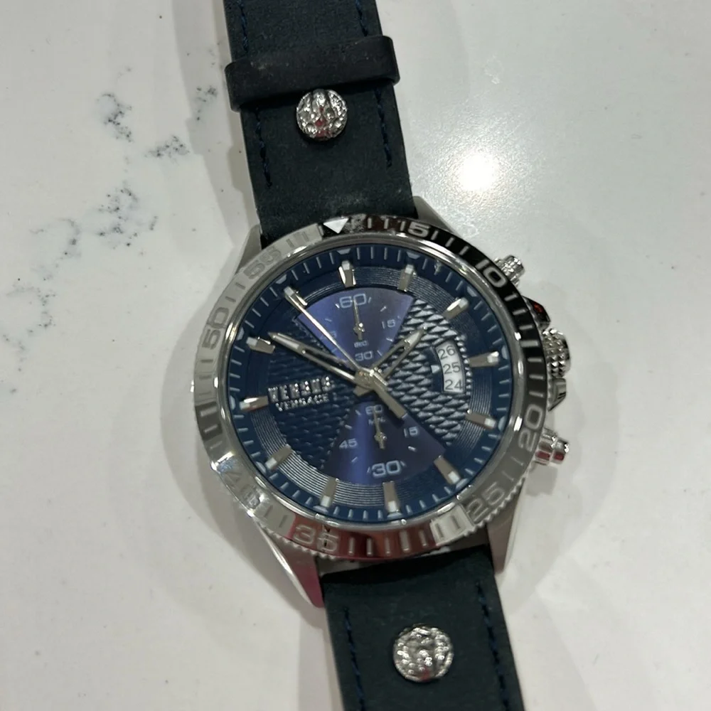 VERSUS VERSACE 46MM Stainless Steel & Leather Strap Watch 🔥Read Descrption🔥